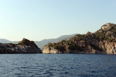  Marmaris, Türkiye - 30 Ekim 2019: Ege Denizi 'ndeki Keji Adası. Türkiye