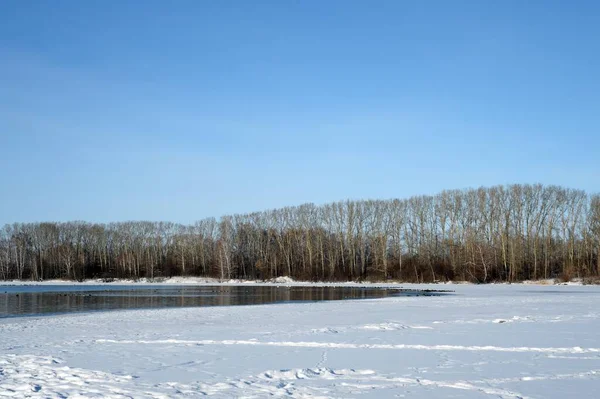 Région Altai Russie Janvier 2019 Lumière Lac Non Gelée Altaï — Photo