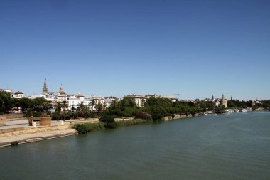 SEVILLE, SPAIN - JULY 14, 2011:Embankment of the river Guadalquivir in Seville