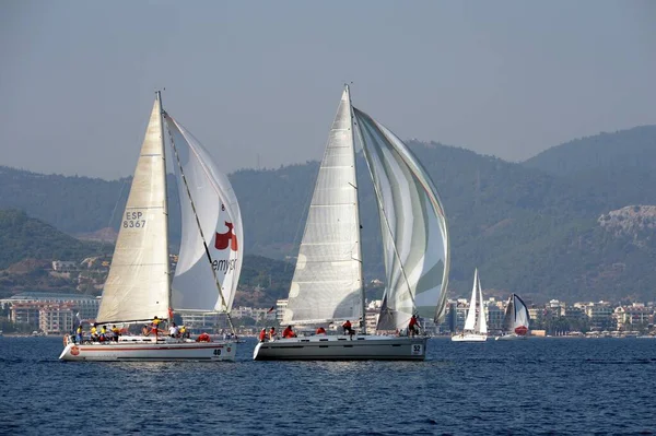 Marmaris Turkiet Oktober 2019 Yachts Viken Nära Den Turkiska Staden — Stockfoto