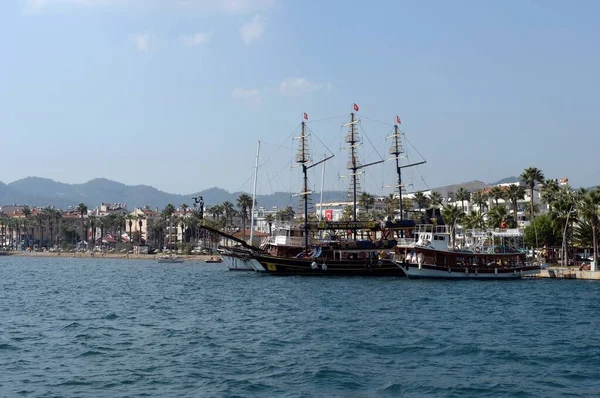 Marmaris Turquie Octobre 2019 Navires Maritimes Sur Remblai Ville Turque — Photo