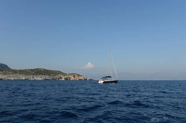 Maris Turecko Října 2019 Jachta Egejském Moři Tureckého Města Marmaris — Stock fotografie