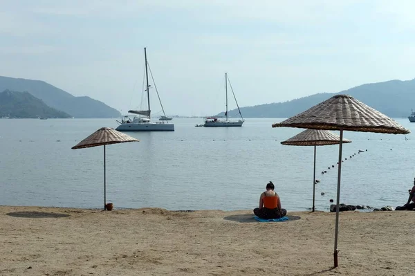 Marmaris Turkey Novembrie 2019 Plajă Orașul Maritim Marmaris Turcia — Fotografie, imagine de stoc