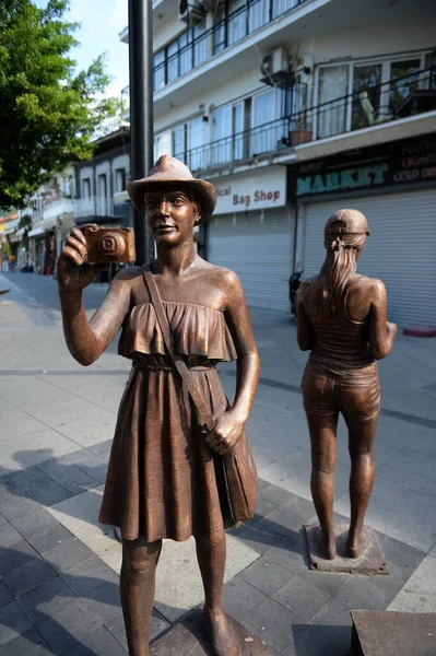 Marmaris Turkey Kasım 2019 Deniz Kenti Marmaris Sokaklarında Kadın Turist — Stok fotoğraf