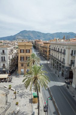 Üstten bakış doğum Via Roma Palermo, İtalya