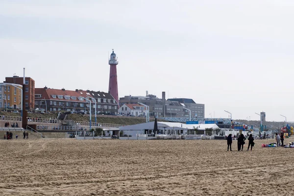 Faro Torre Paseo Marítimo Embankment North Sea Países Bajos Haya — Foto de Stock