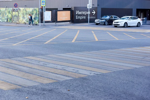 Moscow Russia September 2019 Moscow City Business Center Road Markings — 스톡 사진