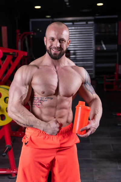 Potente Hombre Muscular Representan Suplementos Dietéticos Concepto Estilo Vida Saludable —  Fotos de Stock