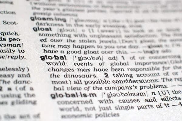 Een Close Van Een Woord Global Het Engels Woordenboek Selectieve — Stockfoto