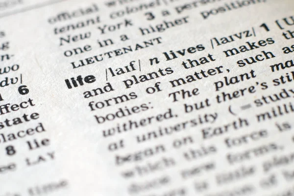 Close Word Life English Dictionary Selective Focus — Stock Photo, Image