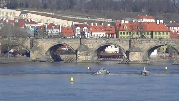 Prag 'daki Charles Köprüsü — Stok video