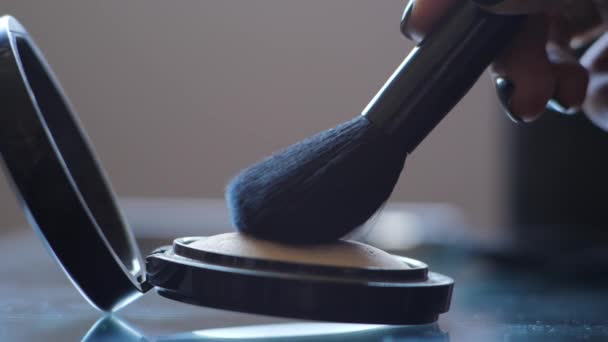 Pincéis Maquiagem Profissional Kit Maquiagem Close Pincel — Vídeo de Stock