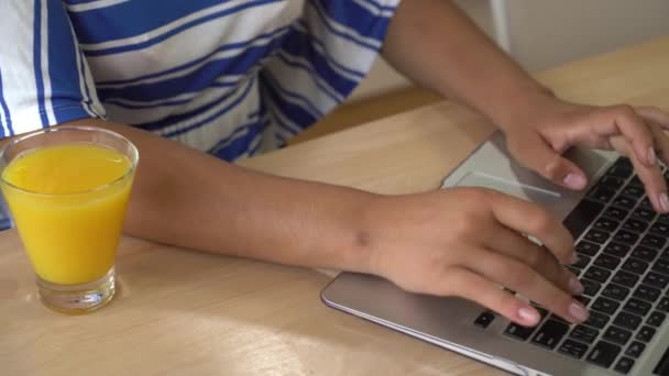 Female typing data on laptop. — Stock Video