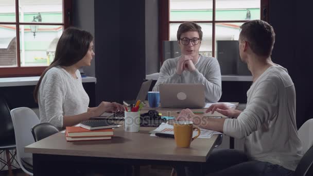 Reunión colegas startup empresa . — Vídeo de stock