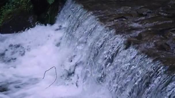 Snel van een berg rivier stroomt. Slow motion. — Stockvideo