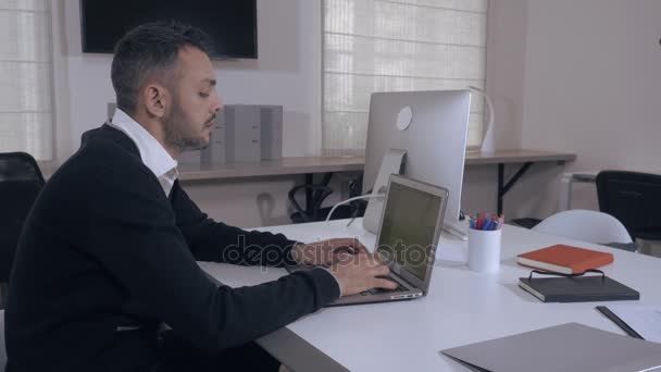 Manager of ondernemer werkt met laptop overdag — Stockvideo