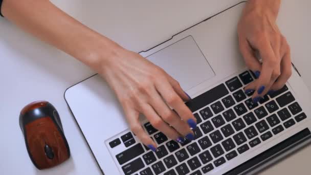 Γυναίκα στα χέρια εισαγωγή των δεδομένων στον υπολογιστή — Αρχείο Βίντεο
