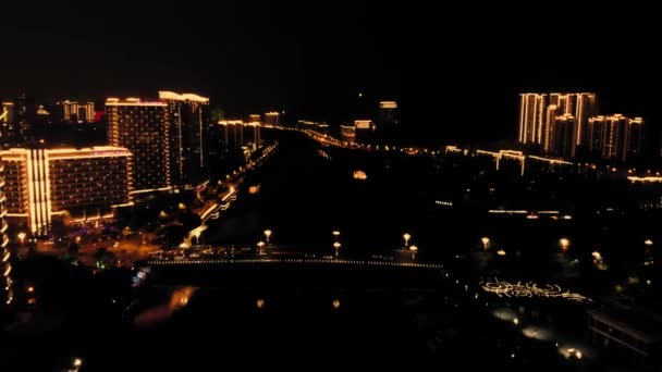 Aerial panorama view cars driving over bridge — Stock Video