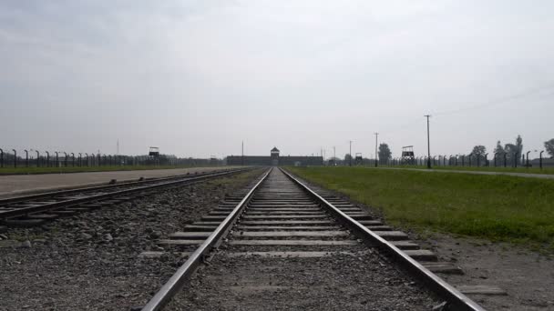 Auschwitz disparo constante desde la distancia — Vídeo de stock