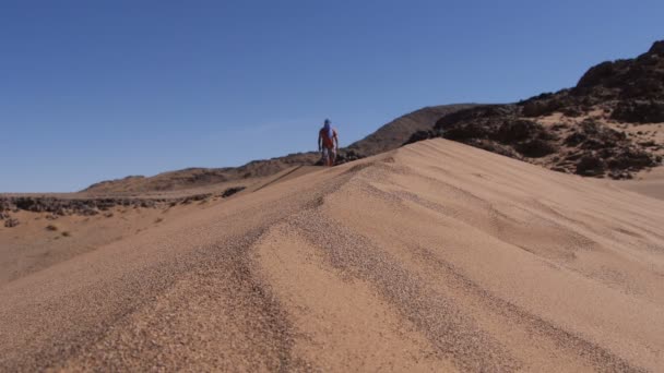 Passeggiata turistica sulle dune nel Sahara — Video Stock