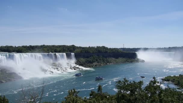 Niagara falls geniş görüş yavaş hareket — Stok video