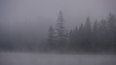 Donmuş gölde Sisli sabah-Kanada-zaman atlamalı