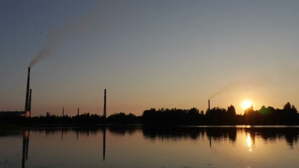 Factory time lapse at a lake in Lithuania — Stock Video