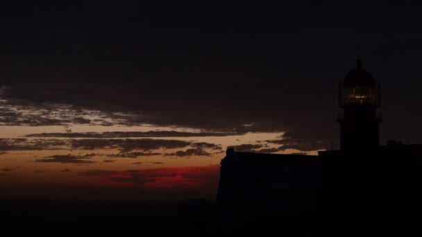 Mercusuar di Portugal saat matahari terbenam — Stok Video
