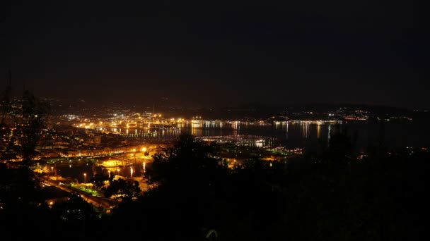 Wide view time lapse of La Spezia Harbor in Italy — Stock Video