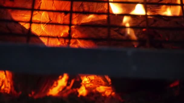 Fireplace in a restaurant in slow motion — Stock Video