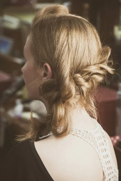 Modern loose  braided woman hair — Stock Photo, Image