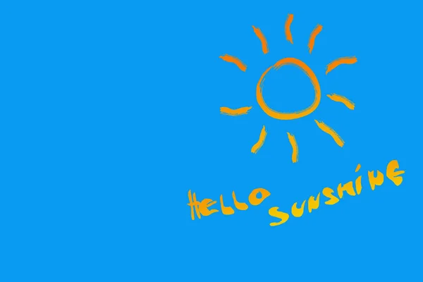 Sol de verão no fundo azul — Fotografia de Stock