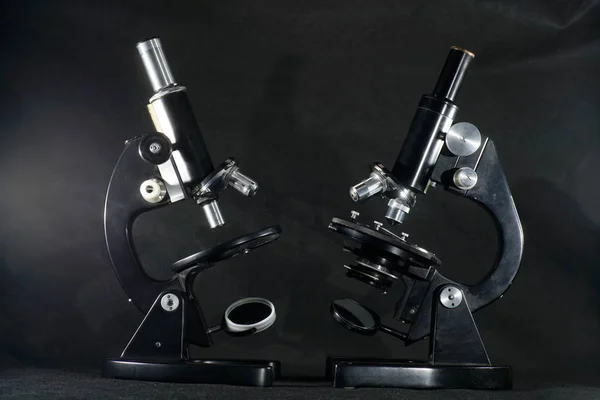 Régi Mikroszkóp Kiváló Minőségű Teljesen Működőképes — Stock Fotó