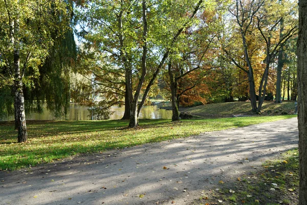 Chemin Bien Aménagé Travers Parc Vous Invite Faire Une Promenade — Photo