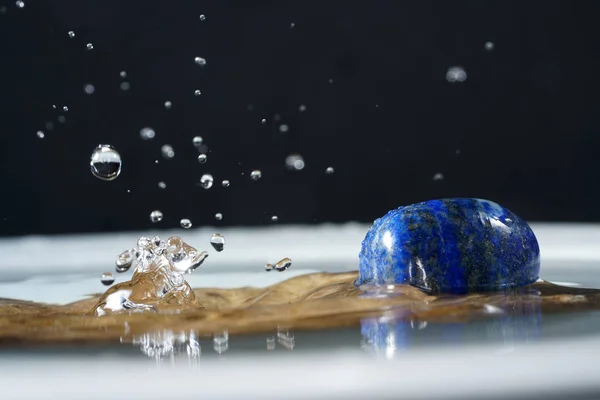 Gotas Água Fotografadas Com Flashes Alta Velocidade Conta Gotas Estúdio — Fotografia de Stock