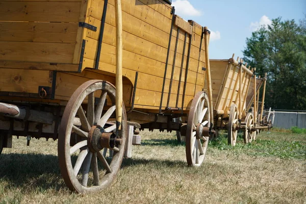 Houten Trolley Fraai Vervaardigd Getrokken Gespannen Worden — Stockfoto