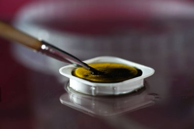 Stüdyoda flaşlı bir boya kutusunun renkleri