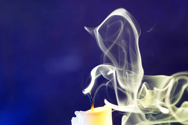 Candle Smoke Flame Photographed Studio Color Foils Flashes — Stock Photo, Image