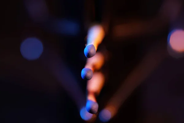 Lit Matches Blown Out Studio Photographed Colorful Foils Flashes — Stock Photo, Image