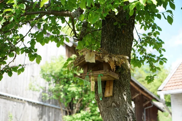 Vogelhaus Sommer Von Vögeln Verlassen Und Ohne Futter — Stockfoto