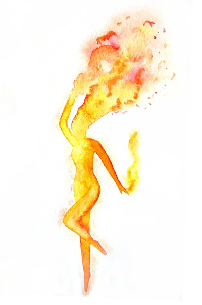 Abstracte Achtergrond Aquarel Illustratie Van Een Vuur — Stockfoto