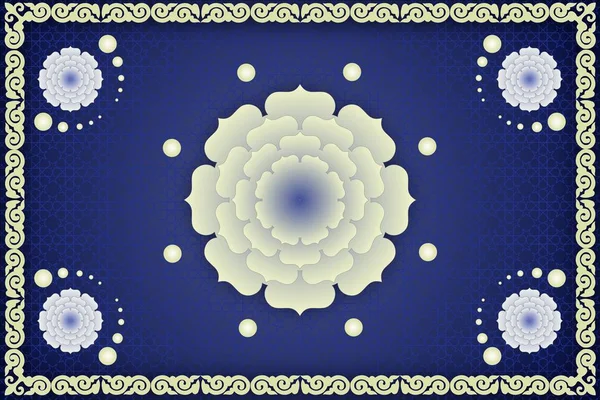 Light pattern with flowers on a dark blue background