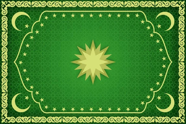 Motif Musulman Avec Étoiles Croissants Sur Fond Vert — Photo