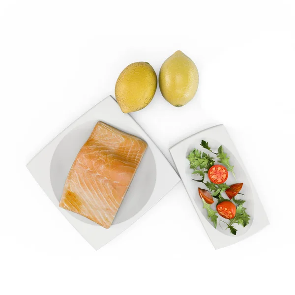 Смачна порція сирого філе лосося з ароматичними травами, спеціями та лимоном. Концепція вегетаріанської або палеоїдної їжі — стокове фото