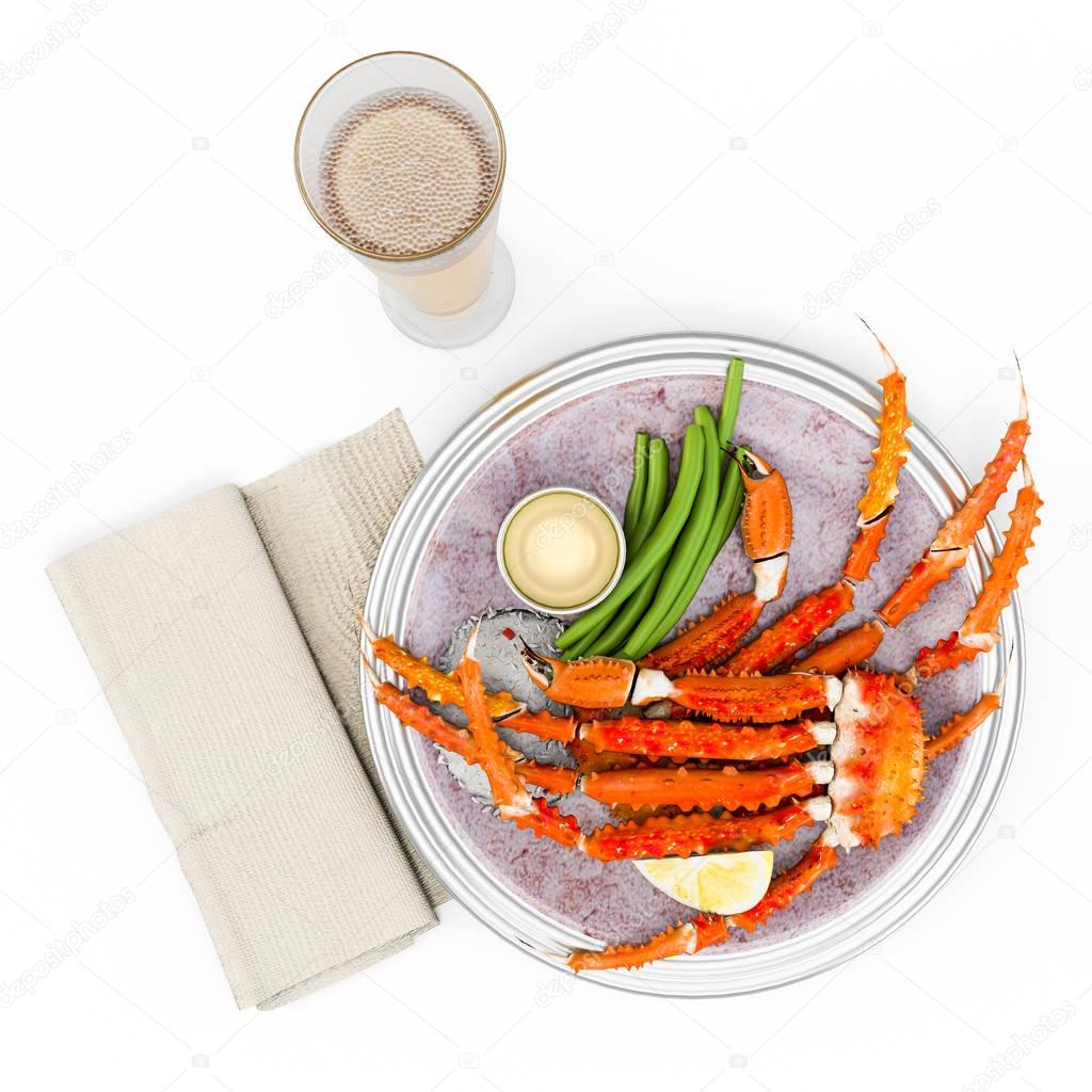 Cooked Organic Alaskan King Crab Legs with Butter