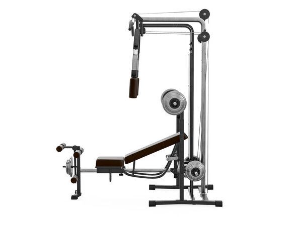 Multifunctional gym machine, right view
