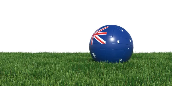 Australian Australien flagga fotboll bollen liggande i gräset world cup 2 — Stockfoto