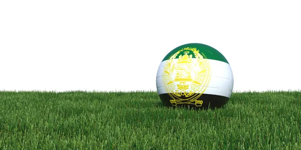 Afghanistan vecchia bandiera pallone da calcio sdraiato in erba coppa del mondo 2018 — Foto Stock