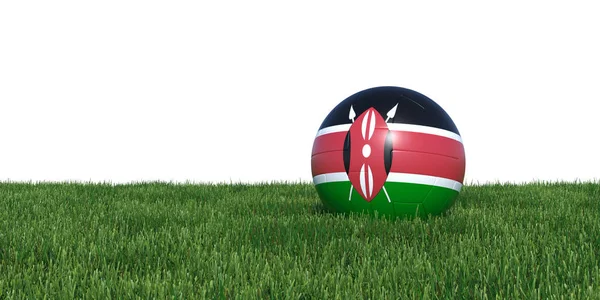 Kenya Bandiera keniota pallone da calcio sdraiato in erba coppa del mondo 2018 — Foto Stock