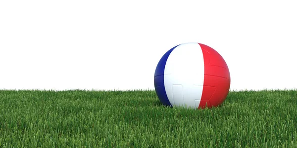 Frankrijk-Franse vlag voetbal liggen in het gras WK 2018 — Stockfoto